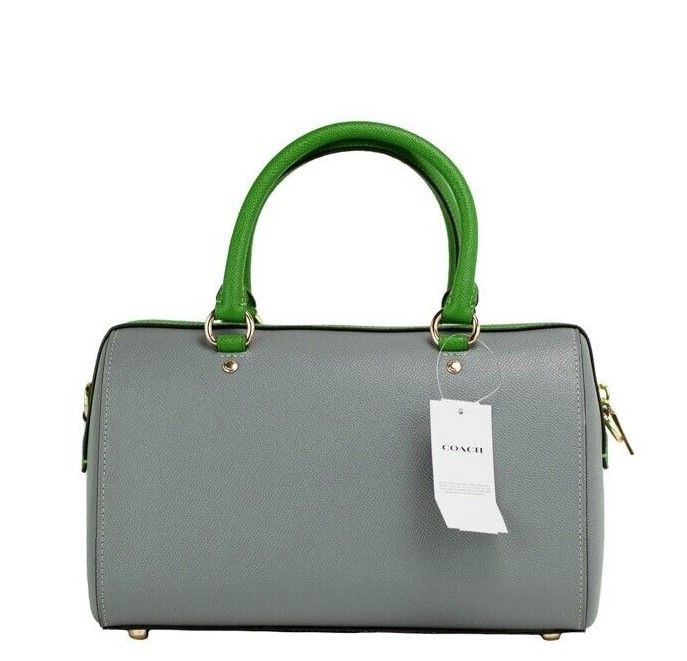 COACH Rowan Multi Kelly Green Colorblock Leather Satchel Crossbody Bag