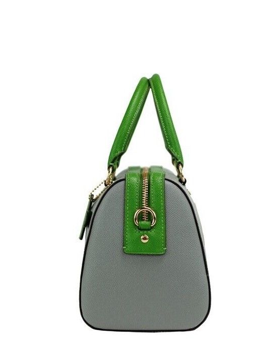 COACH Rowan Multi Kelly Green Colorblock Leather Satchel Crossbody Bag