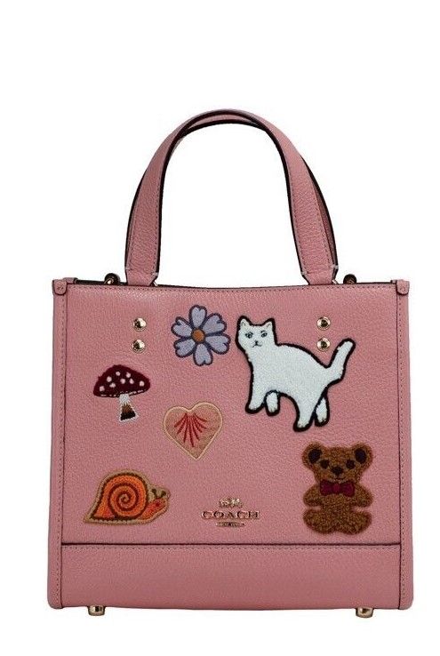 COACH Dempsey 22 Creature Patches Leather Tote Carryall Handbag Purse Pink