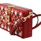 Dolce & Gabbana Chic Red Silk Blend Box Clutch with Gold Details