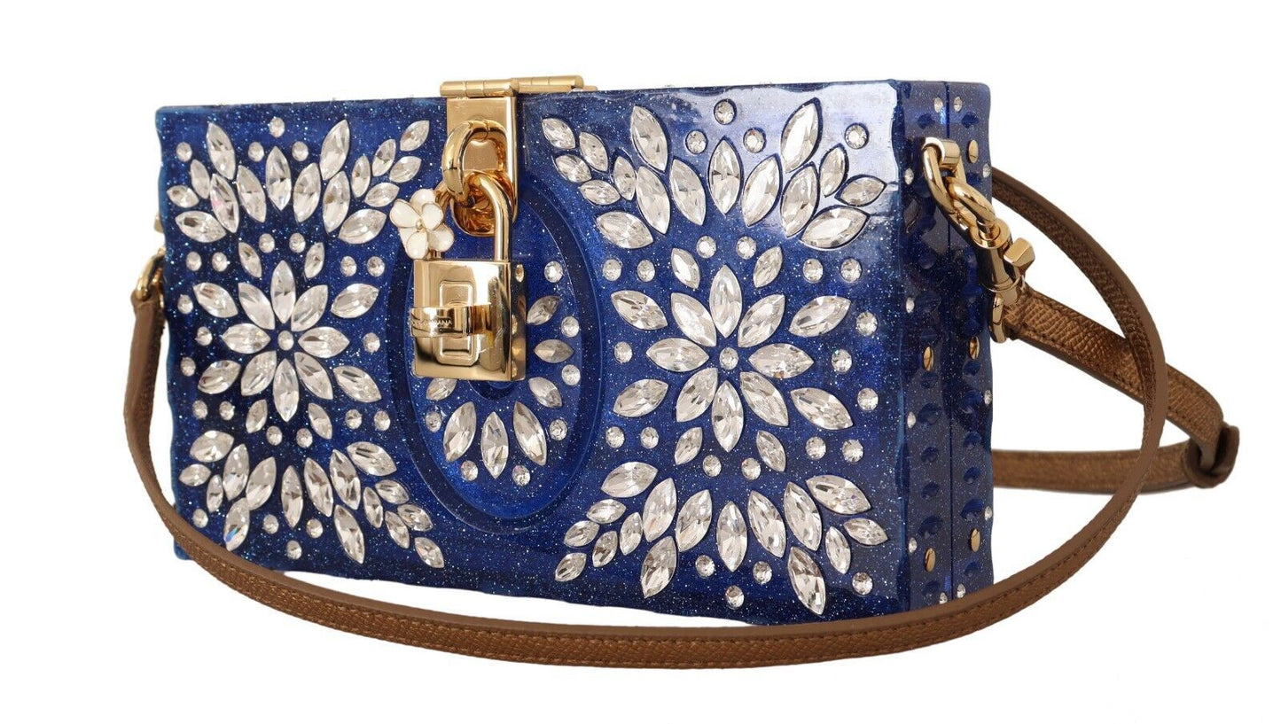 Dolce & Gabbana Crystal Embellished Blue Box Bag