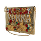 Dolce & Gabbana Elegant Gold Evening Box Clutch with Red Roses