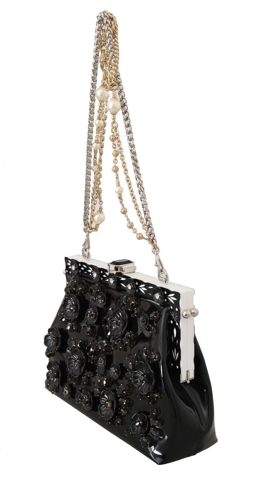 Dolce & Gabbana Elegant Evening Clutch With Crystals and Chain