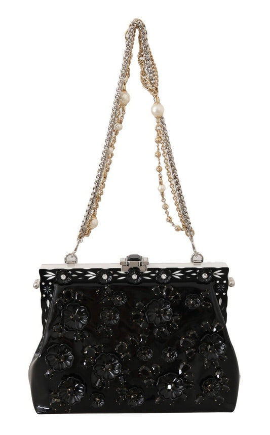 Dolce & Gabbana Elegant Evening Clutch With Crystals and Chain