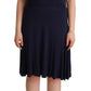 Roccobarocco Navy Blue Cotton Midi Halter Dress