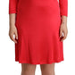 John Galliano Elegant Red Knee-Length Sheath Dress