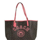 COACH Varsity Brown Watermelon Signature Canvas City Tote Handbag Purse