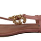 Dolce & Gabbana Elegant Pink Leather Ankle Strap Sandals