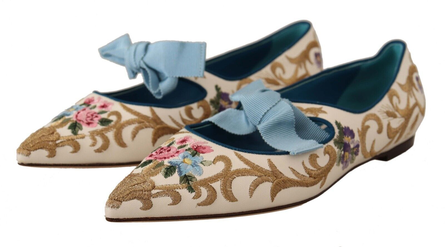 Dolce & Gabbana Chic Floral Embroidered Flat Sandals for Summer