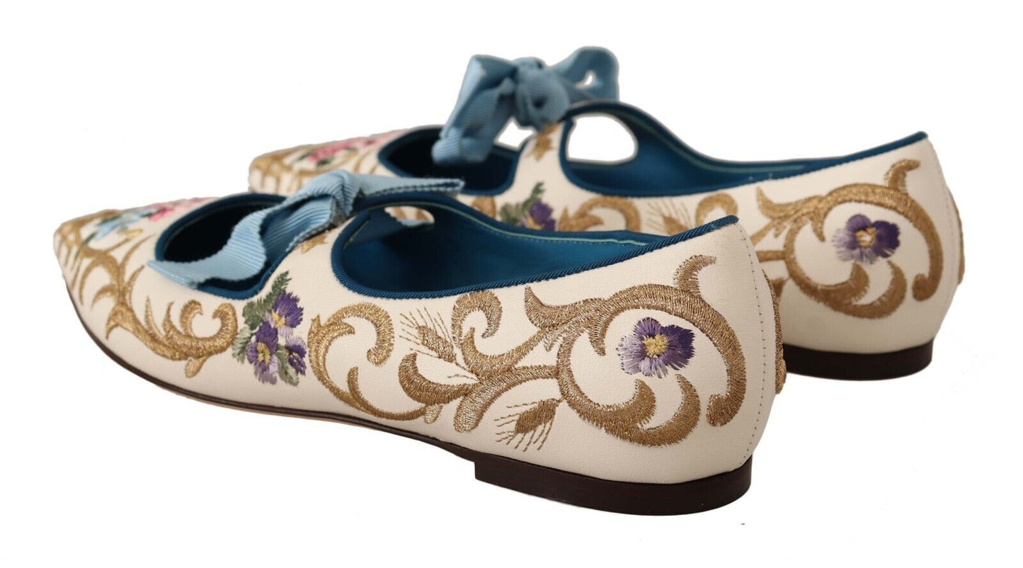 Dolce & Gabbana Chic Floral Embroidered Flat Sandals for Summer