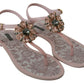 Dolce & Gabbana Elegant Pink Crystal Embellished Sandals