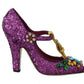 Dolce & Gabbana Elegant Purple Sequined T-Strap Heels