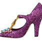 Dolce & Gabbana Elegant Purple Sequined T-Strap Heels