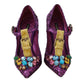 Dolce & Gabbana Elegant Purple Sequined T-Strap Heels