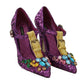 Dolce & Gabbana Elegant Purple Sequined T-Strap Heels