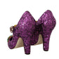 Dolce & Gabbana Elegant Purple Sequined T-Strap Heels