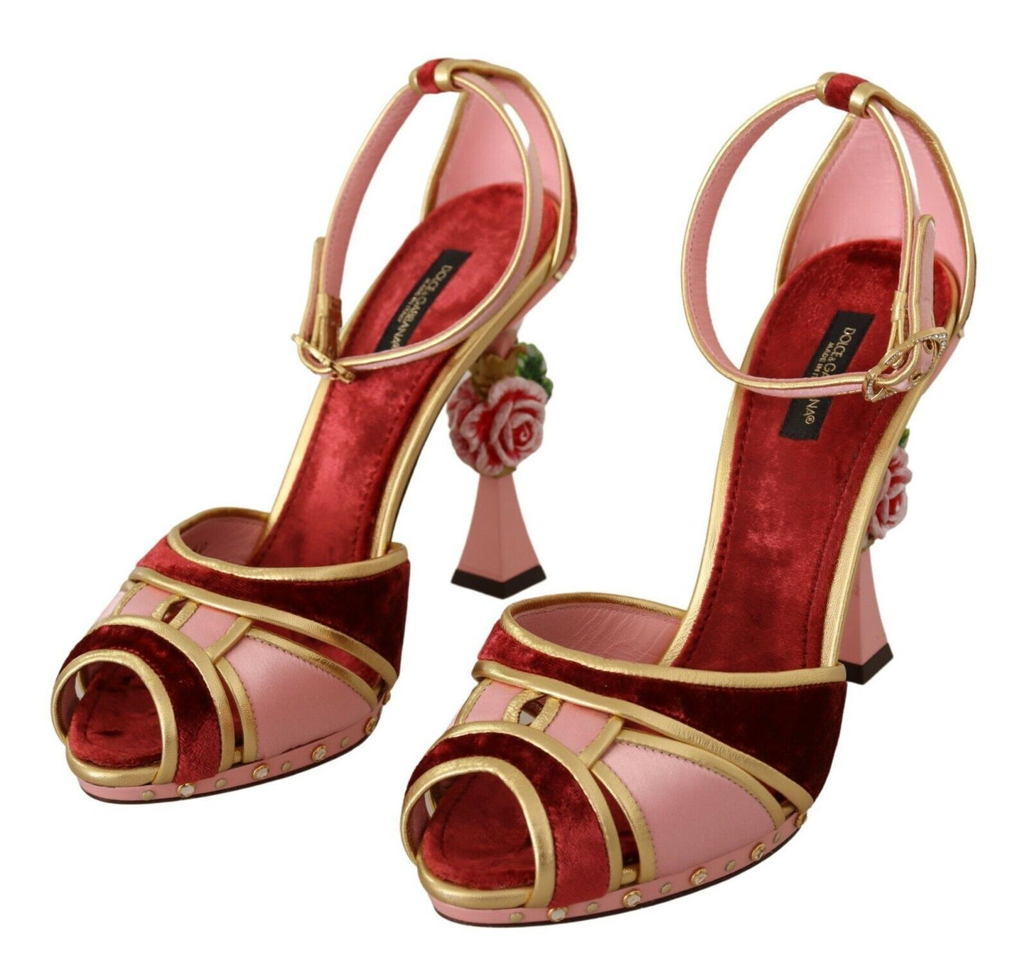 Dolce & Gabbana Chic Red Velvet Ankle Strap Sandals