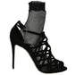 Dolce & Gabbana Black Suede Tulle Ankle Boot Sandals