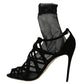 Dolce & Gabbana Black Suede Tulle Ankle Boot Sandals