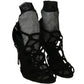 Dolce & Gabbana Black Suede Tulle Ankle Boot Sandals