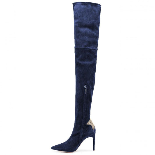 Elisabetta Franchi Blue Calfskin Women Boot