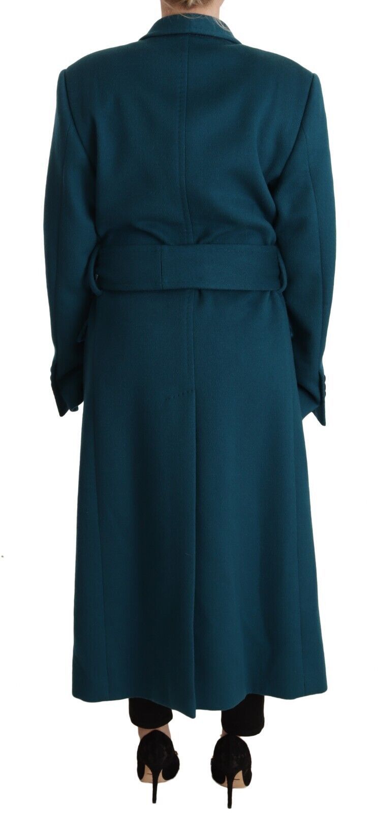 Dolce & Gabbana Elegant Blue Green Wool-Anogra Wrap Coat