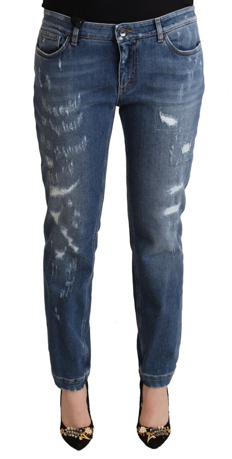 Dolce & Gabbana Elegant Distressed Skinny Denim Chic Look