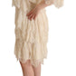 Twinset Chic Beige Layered 3/4 Sleeve Dress