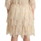 Twinset Chic Beige Layered 3/4 Sleeve Dress