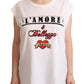 Dolce & Gabbana Elegant White Motive Print Tank Top