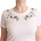 Dolce & Gabbana Crystal-Embellished White Cotton Tee