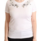 Dolce & Gabbana Crystal-Embellished White Cotton Tee