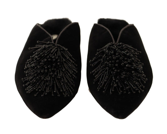 Paola D'Arcano Elegant Suede Leather Embellished Flats