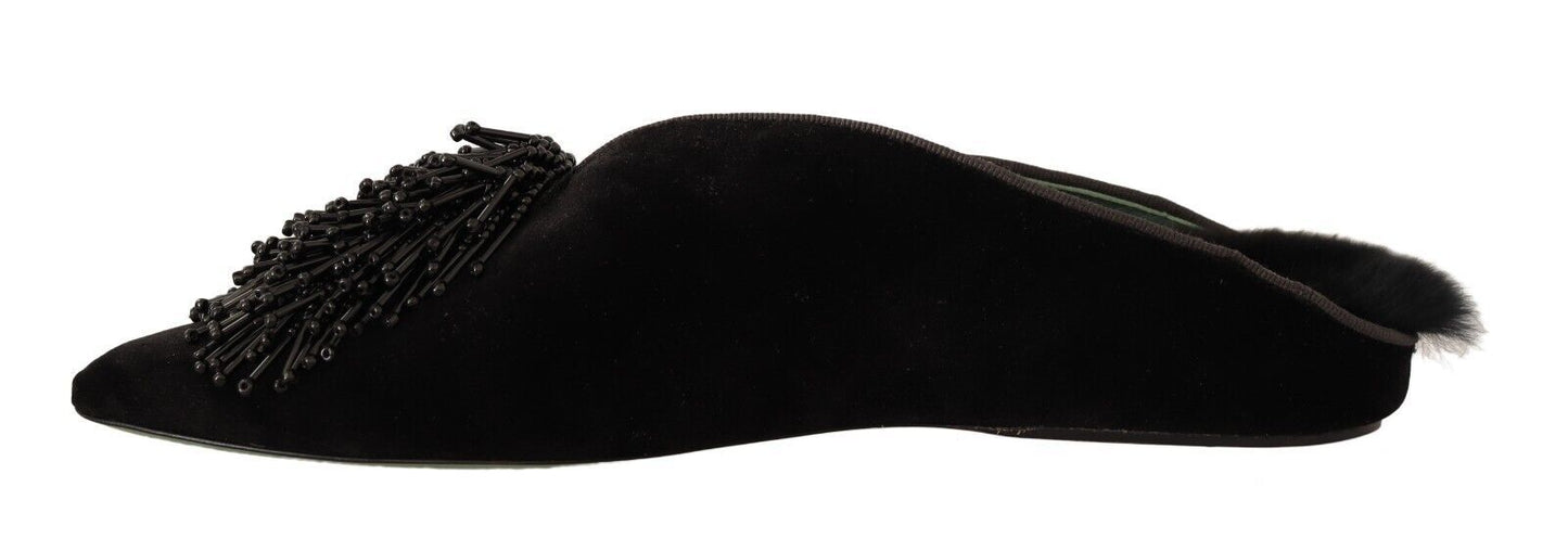 Paola D'Arcano Elegant Suede Leather Embellished Flats