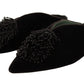 Paola D'Arcano Elegant Suede Leather Embellished Flats