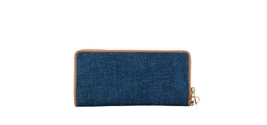 Michael Kors Jet Set Travel Large Indigo Denim Canvas Continental Wrist Wallet