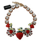 Dolce & Gabbana Elegant Strawberry Charm Crystal Necklace