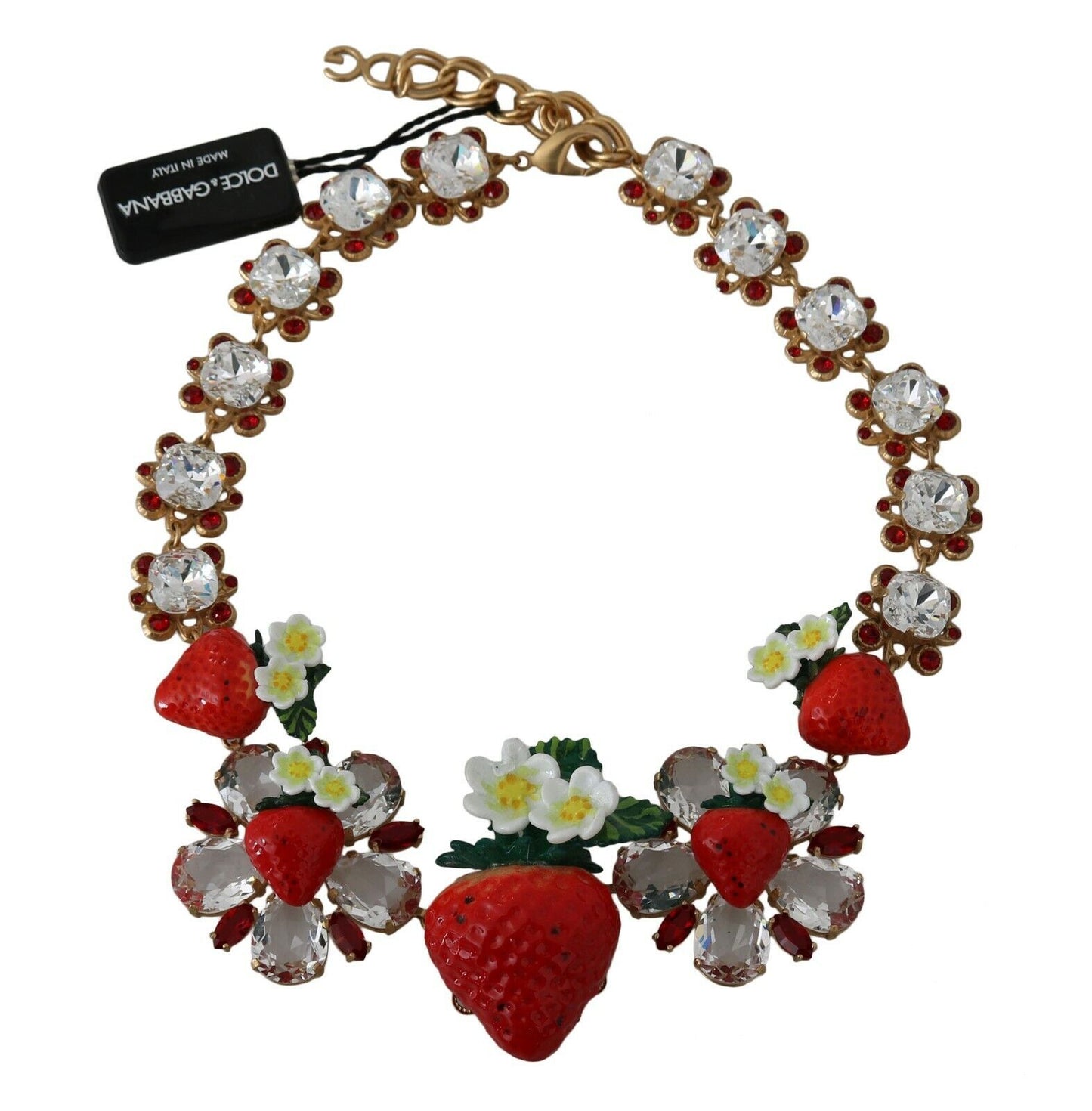 Dolce & Gabbana Elegant Strawberry Charm Crystal Necklace