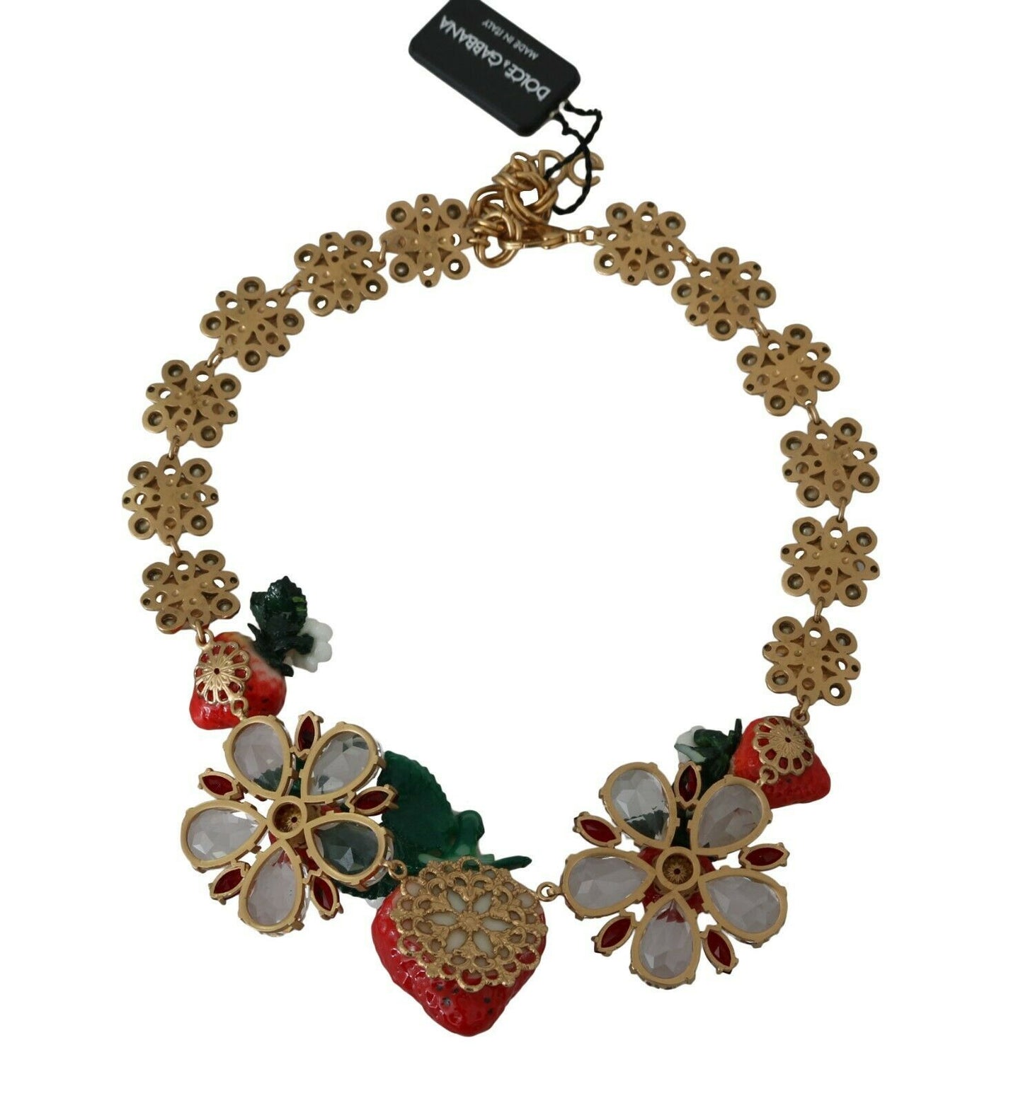 Dolce & Gabbana Elegant Strawberry Charm Crystal Necklace