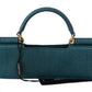 Dolce & Gabbana Elegant Blue Leather Top-Handle Flap Accessory