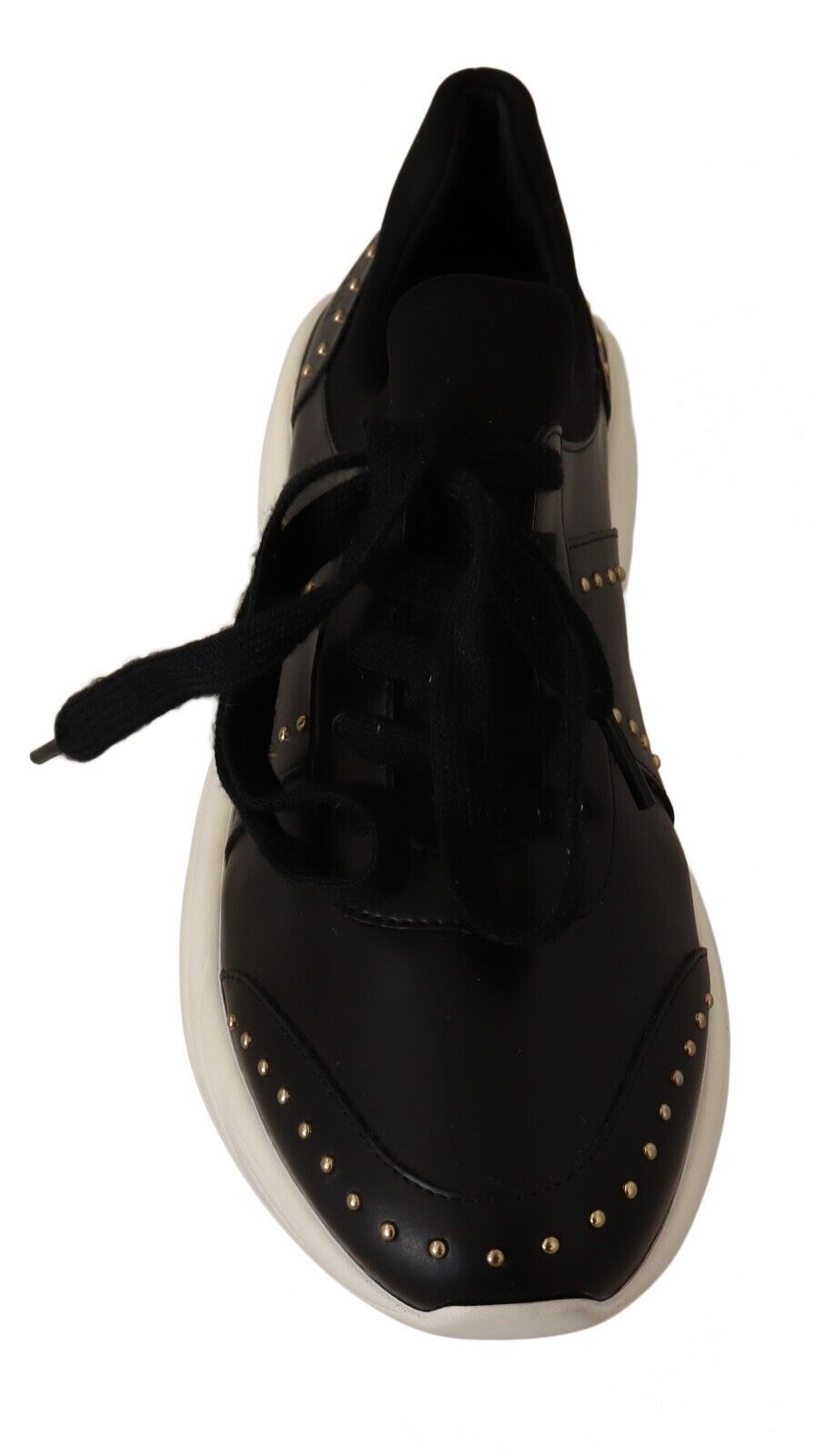 MY TWIN Chic Black Lace-Up Leather Sneakers