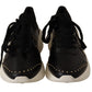 MY TWIN Chic Black Lace-Up Leather Sneakers