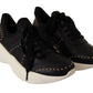 MY TWIN Chic Black Lace-Up Leather Sneakers