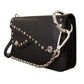 Dolce & Gabbana Elegant Black Leather Shoulder Bag with Silver Detailing