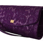 Dolce & Gabbana Elegant Purple Cross Body Clutch with Gold Accents