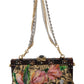 Dolce & Gabbana Elegant Gold Silk Evening Clutch With Exotic Accents