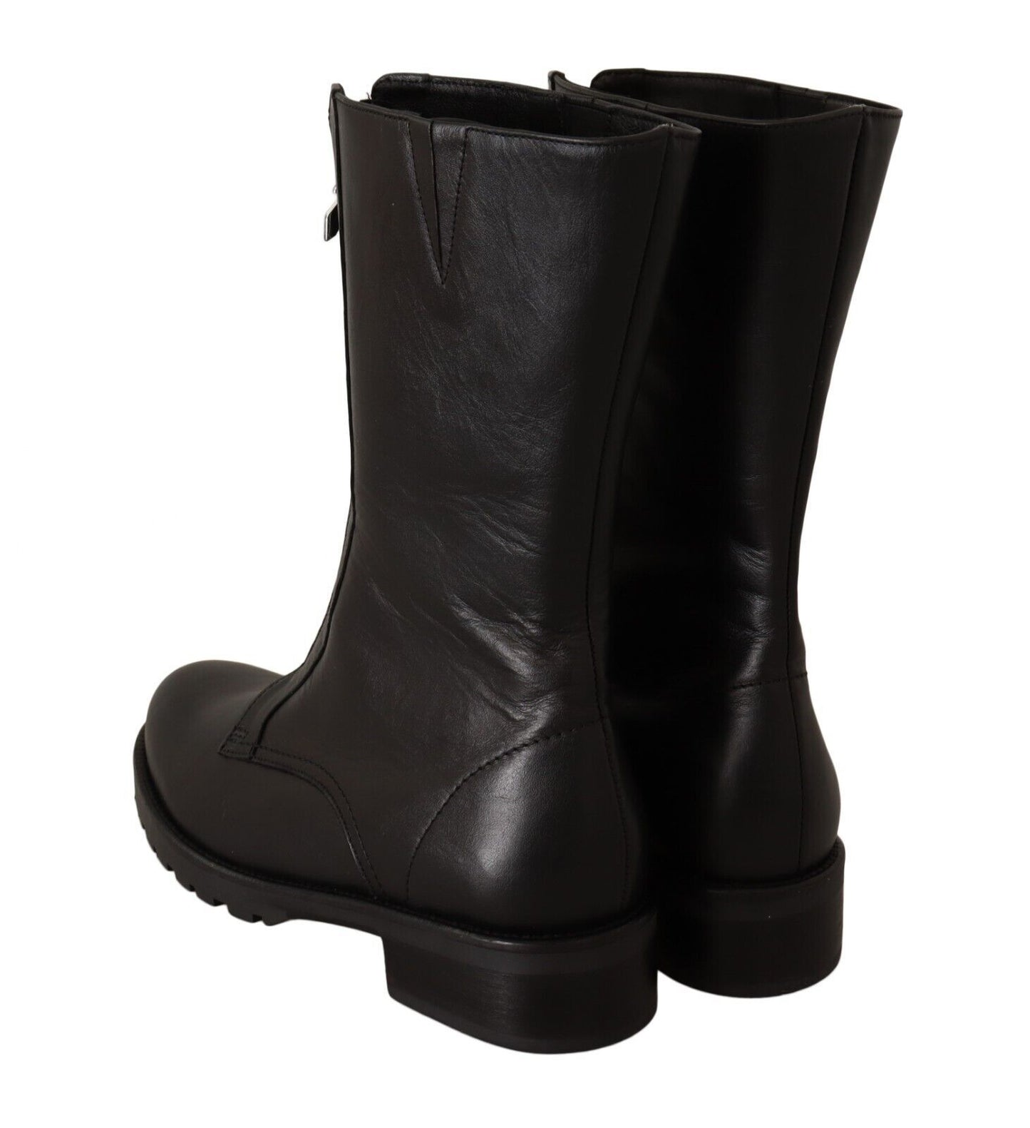 Patrizia Pepe Elegant Black Leather High Boots