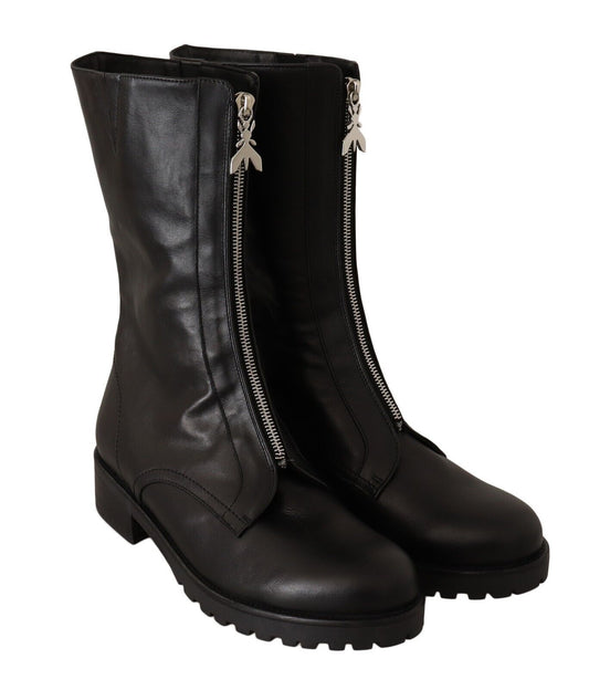 Patrizia Pepe Elegant Black Leather High Boots