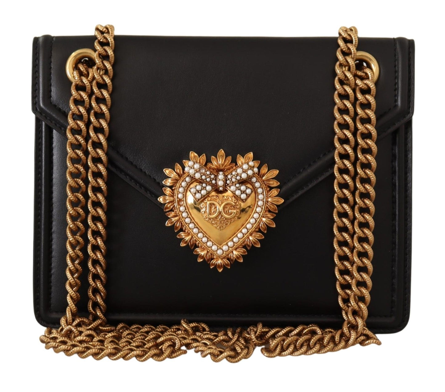 Dolce & Gabbana Elegant Black Leather Devotion Shoulder Bag