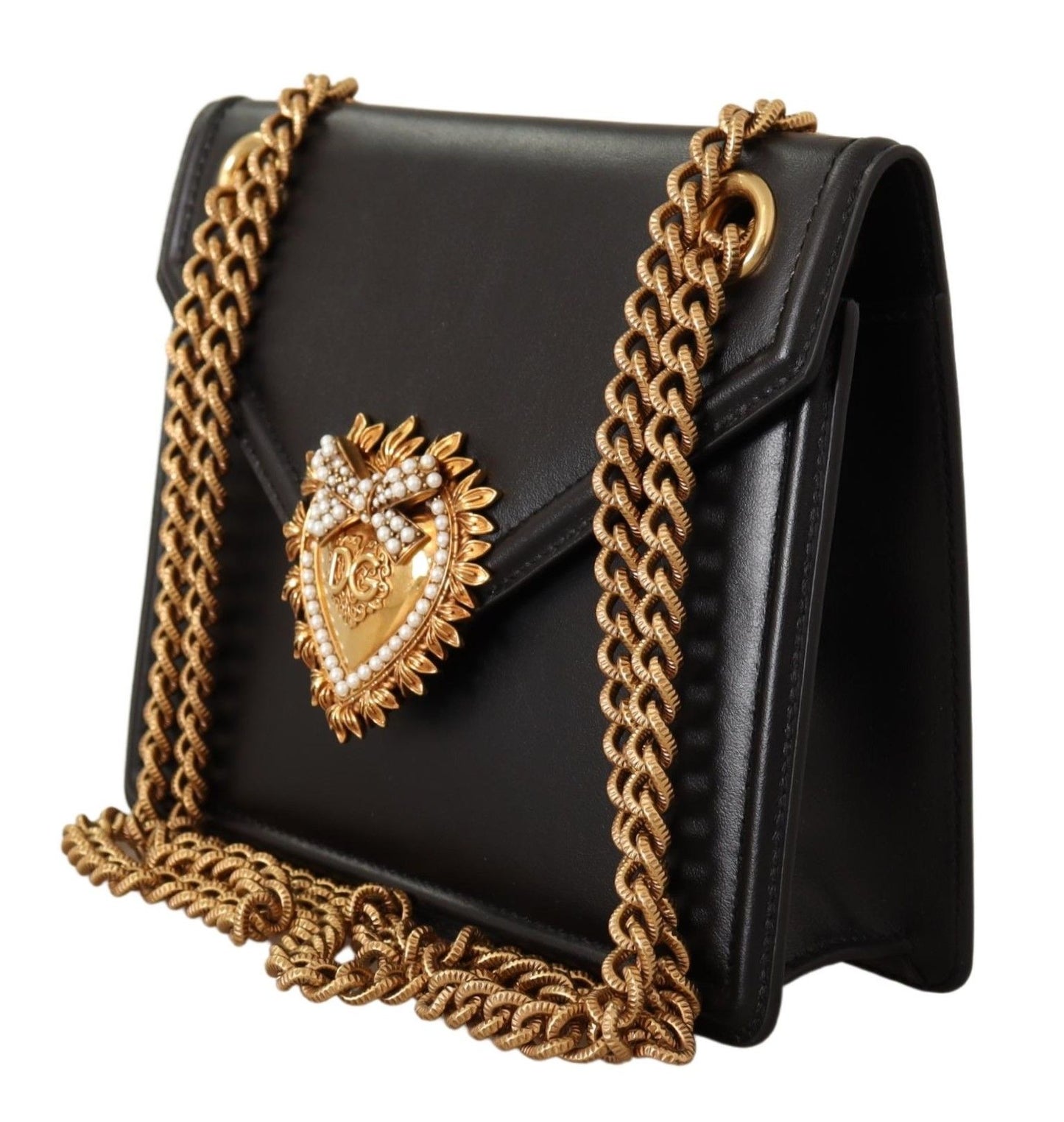 Dolce & Gabbana Elegant Black Leather Devotion Shoulder Bag